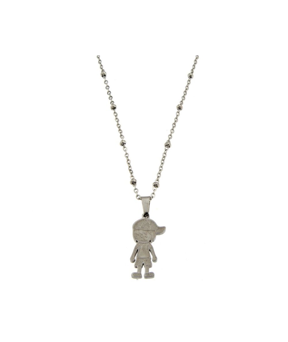 Collana con pendente bimbo in acciaio inox