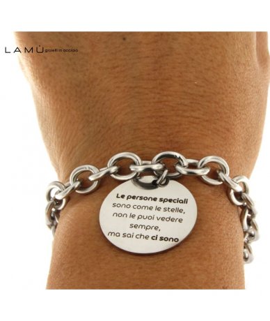 Bracciale con pendente luna crescente e stella in acciaio inox - Lamù  gioielli