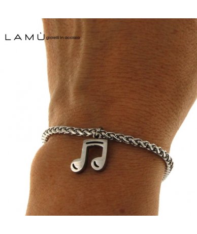 Bracciale bambino con chiave musicale in acciaio inox - Lamù Gioielli