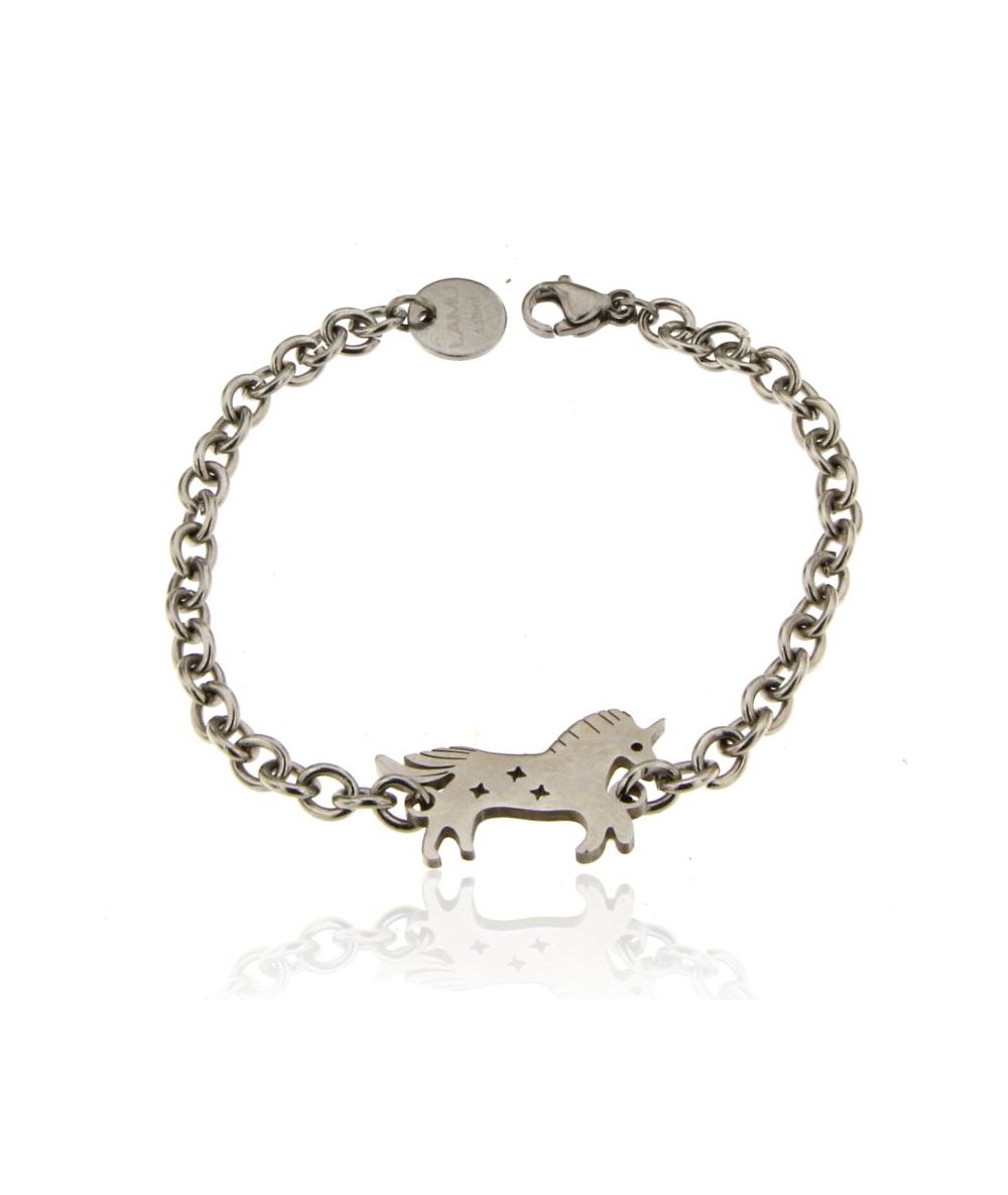 Bracciale bambina con unicorno in acciaio inox - Lamù gioielli